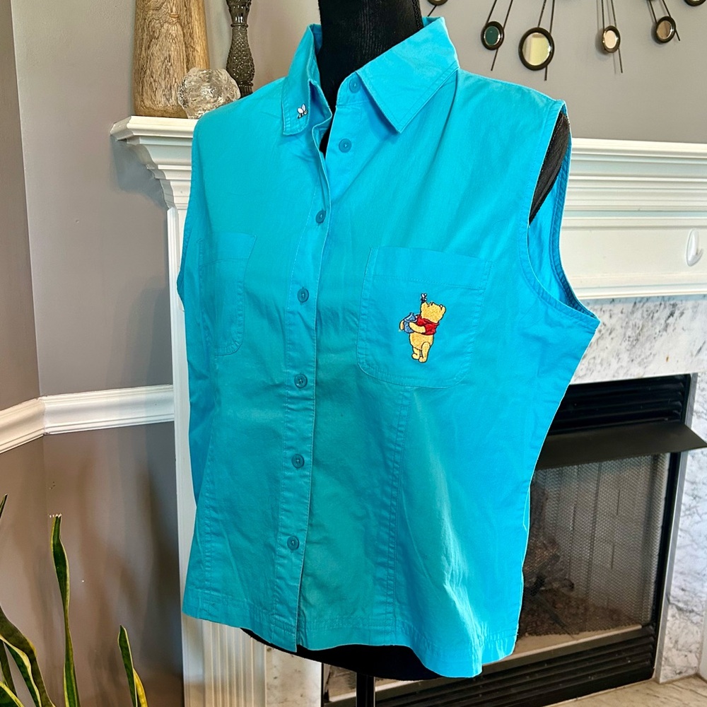 Disney Winnie the Pooh Sleeveless Button Down Shirt VINTAGE